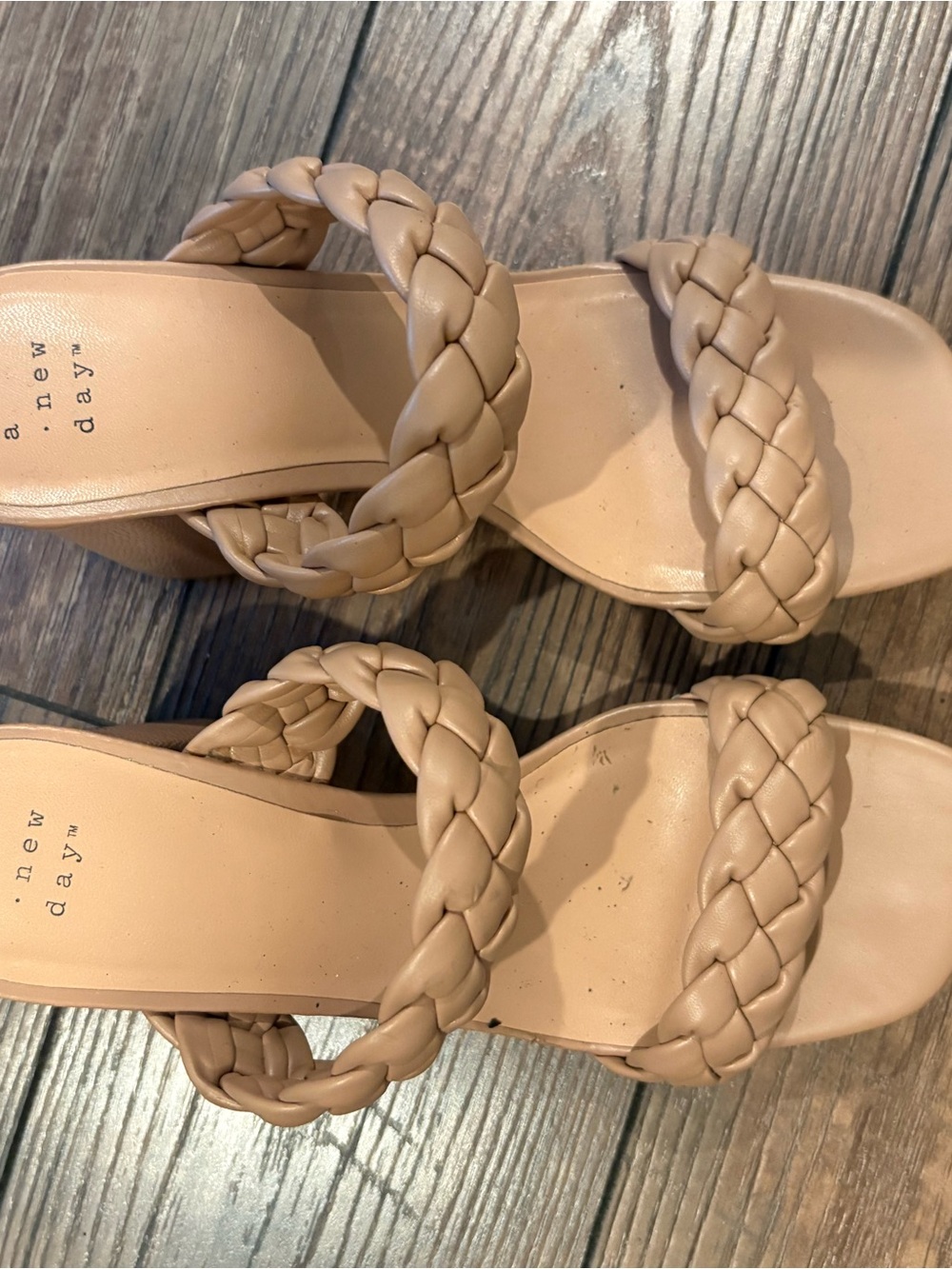 a new day Braided Double-Strap Slide Sandals in Tan